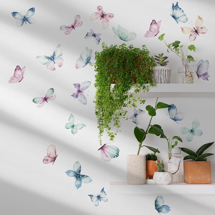 CIAODEKO Stickere de perete cu fluturi autocolante colorate pentru copii dormitor detasabile decor pentru gradinita living vinil impermeabile decoratiuni de perete 6 foi