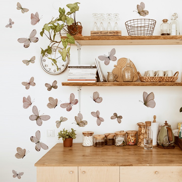 CIAODEKO Stickere de perete cu fluturi autocolante colorate pentru copii dormitor detasabile decor pentru gradinita living vinil impermeabile decoratiuni de perete 6 foi