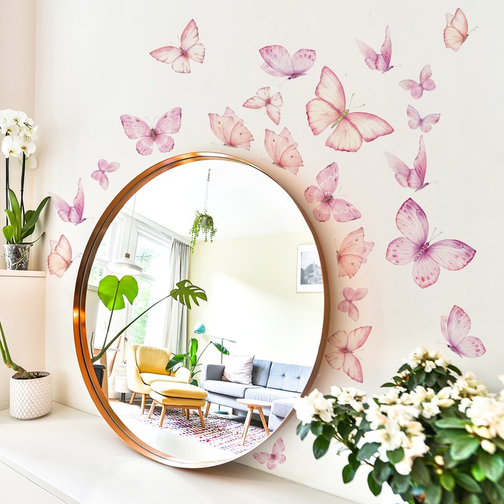 CIAODEKO Stickere de perete cu fluturi autocolante colorate pentru copii dormitor detasabile decor pentru gradinita living vinil impermeabile decoratiuni de perete 6 foi