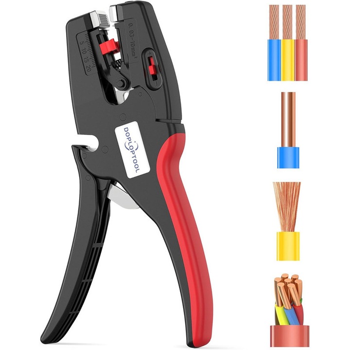 Clema automata pentru sarma Bedee, 2 in 1, pentru taiere si decojire, dimensiuni ajustabile, 0.63-1.9 cm