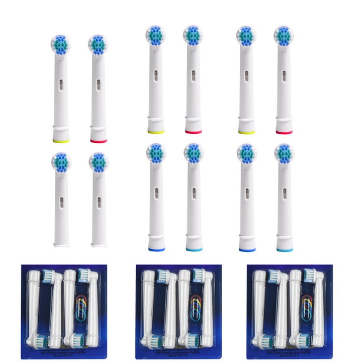 Set de 12 capete de periuta de inlocuire, tip moale, alb, pentru periute electrice Oral-B
