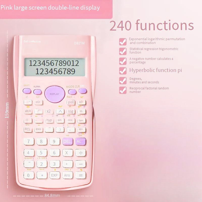 Calculator stiintific Deli 12 digiti 240 functii roz - eMAG.ro