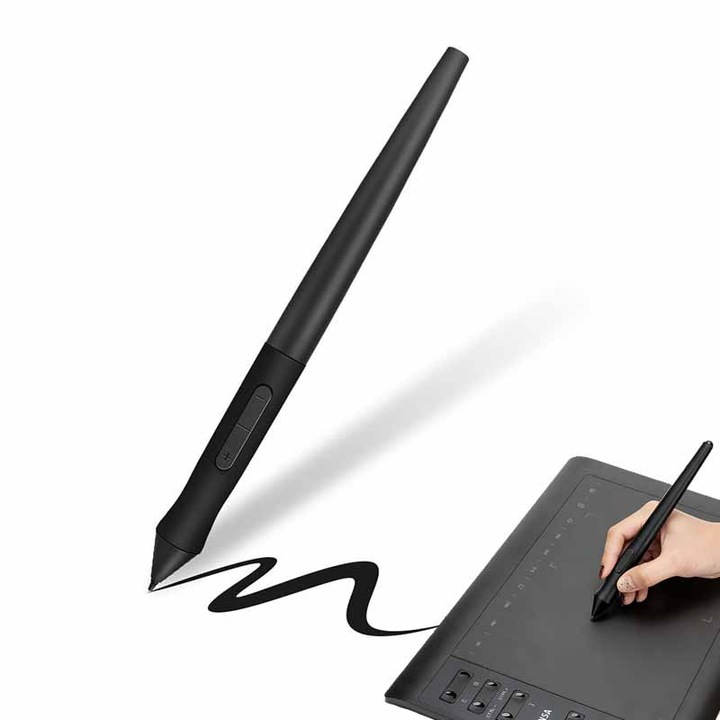 Stilou digital JESWO, JESWO®, special conceput pentru tabletele grafice, 8192 niveluri presiune, 2 taste rapide, Negru