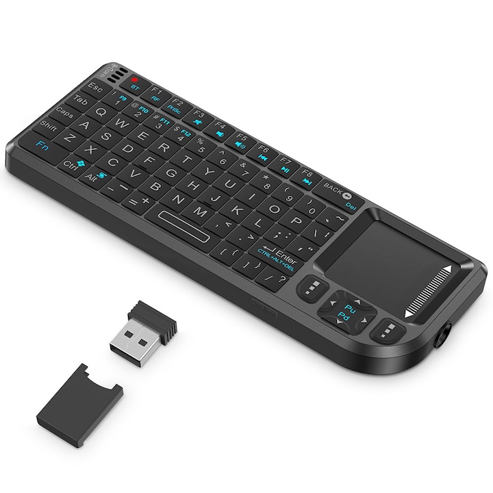 Mini tastatura wireless cu touchpad, Garsonal®, 2.4G, Bluetooth, RGB, pentru PC, Laptop sau Smart TV