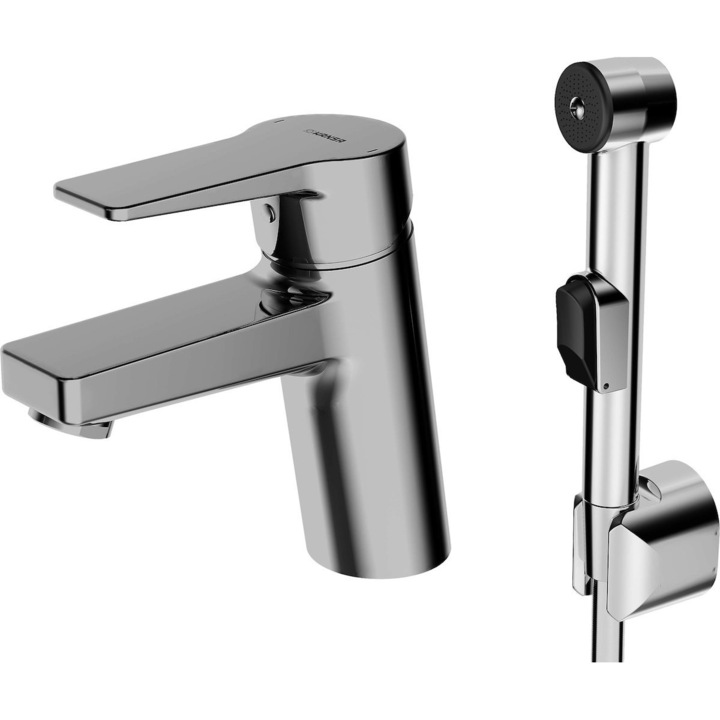 Baterie sanitara cu bidet, Hansa, crom, inaltime 143mm, lungime 121mm, set complet