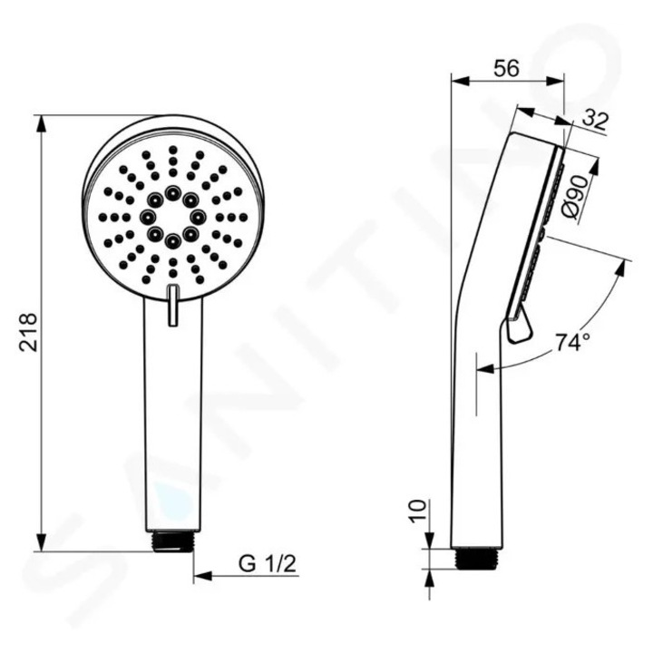 Hansa Racitor de dus, 3 moduri, crom, 90mm, 11,4l/min