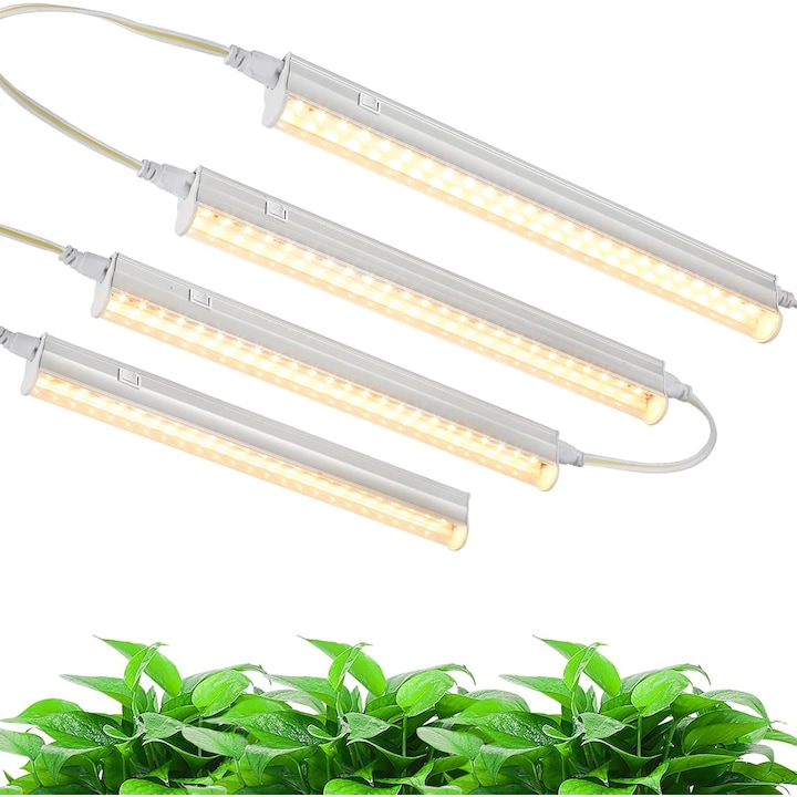 Лампа за отглеждане на растения, Overtang, T5, комплект от 4 броя, пълен спектър, 1 фут, лесен монтаж, индивидуален контрол на светлината