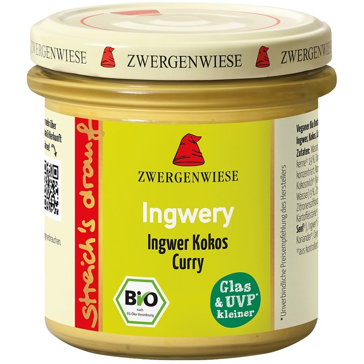 Crema tartinabila cu ghimbir, cocos si curry, fara gluten bio, 135g