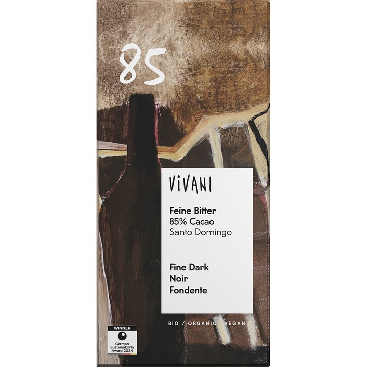 Ciocolata amaruie cu 85% cacao vegana bio, 80g
