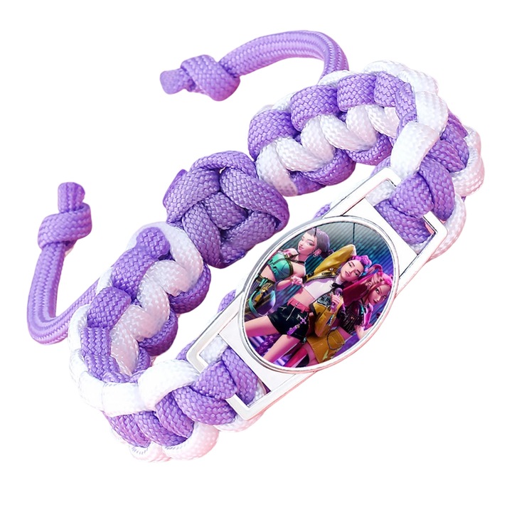 Bratara impletita KPOP Demon Hunters, ajustabila, mov, 18x25cm