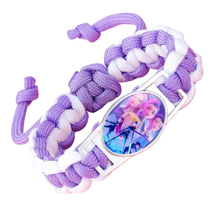 Bratara impletita KPOP Demon Hunter, ajustabila, mov, 18x25cm