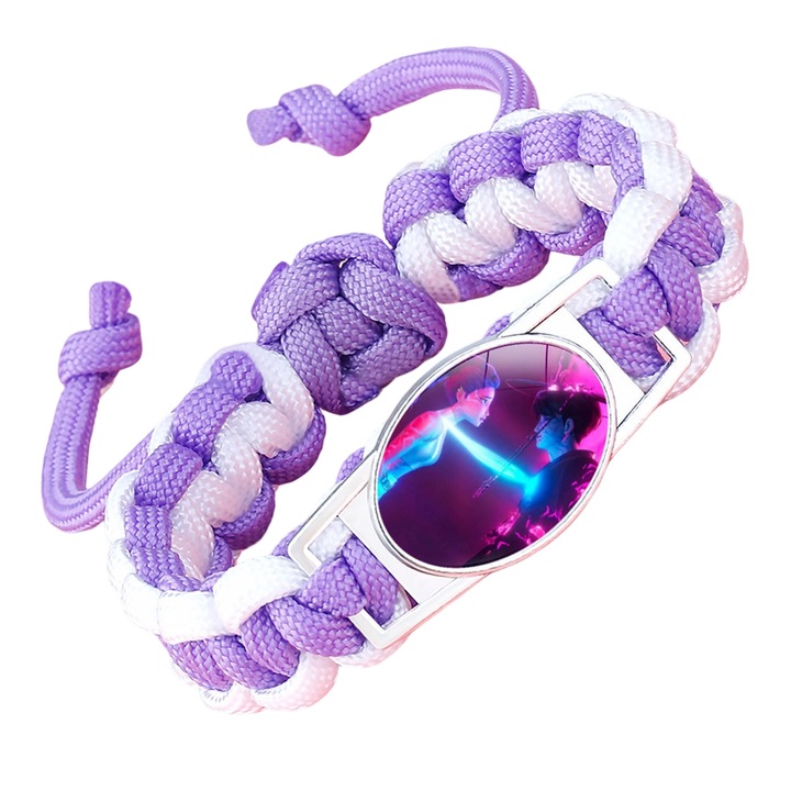 Bratara impletita KPOP Demon Hunter, ajustabila, mov, 18x25cm