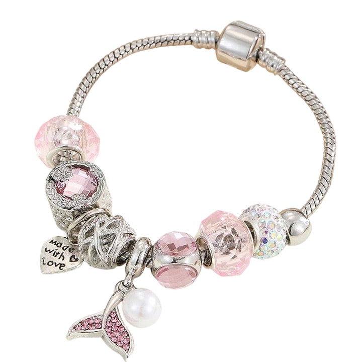 Bratara dama, lungime ajustabila, 18-22cm, argintiu