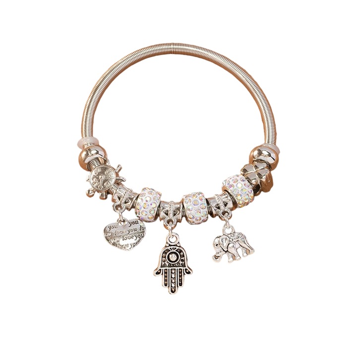 Bratara din margele DIY, Fatima's Hand, lungime ajustabila, 18-22cm