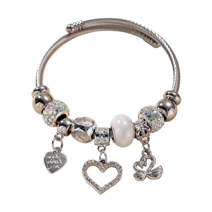 Bratara din margele DIY, cu pandantiv, lungime ajustabila, 18-22cm