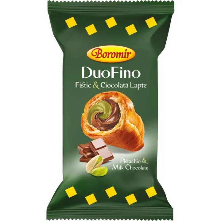 Croissant DuoFino creme cu fistic si ciocolata-lapte 75g