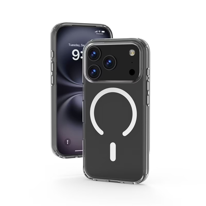 Husa telefon transparenta magnetica, design flexibil, protectie antisoc, compatibila cu iPhone 14 Plus