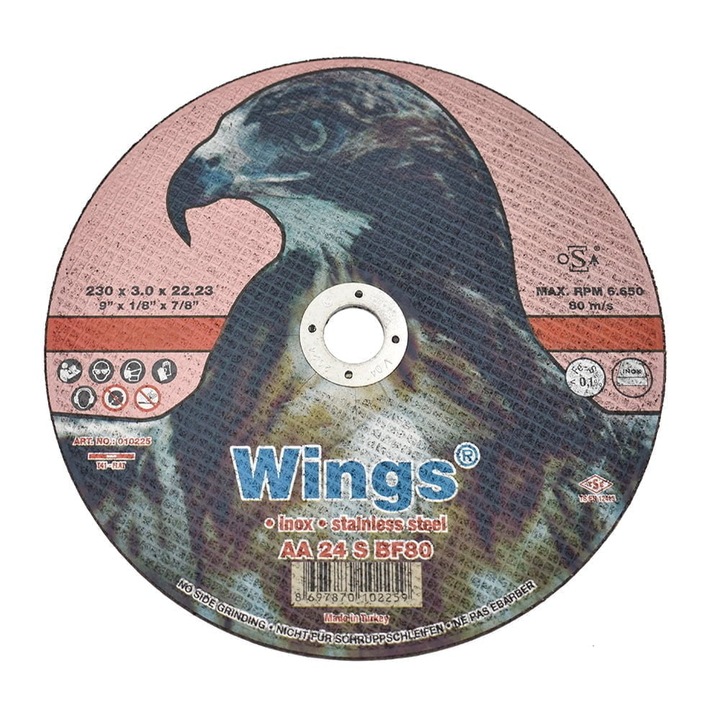 Set 10 discuri abrazive pentru taiat inox 230x3x22, 23 AA24S standard