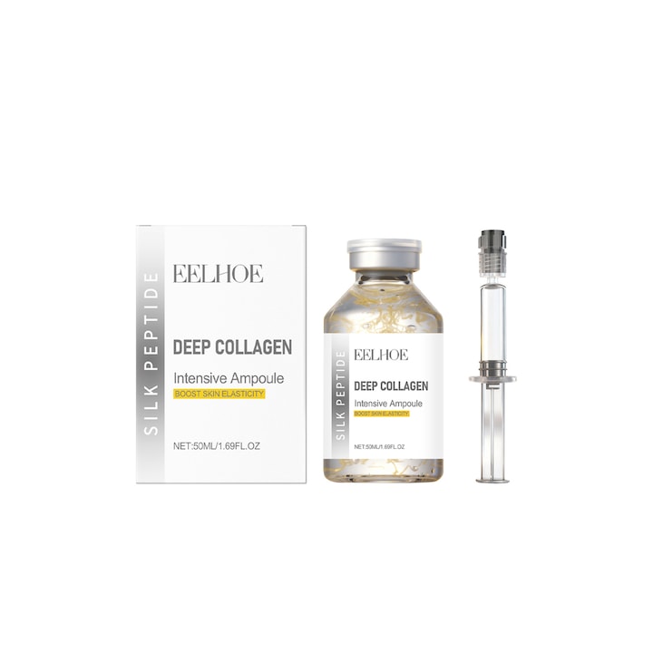 Ампула с интензивен лифтинг с копринени пептиди - Серуми за стягане и лифтинг на лице с дълбок колаген, корейски серум за лице против стареене за жени 50 мл
