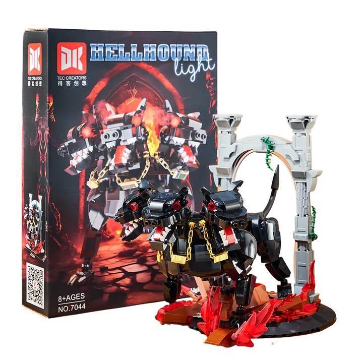 Set de constructie caine cu trei capete, 790 piese, multicolor