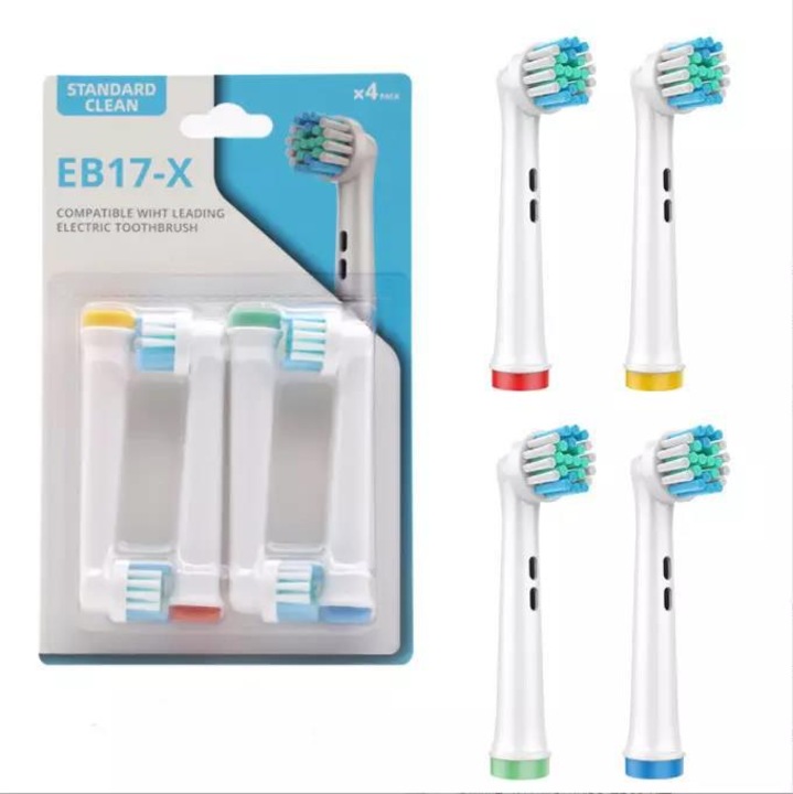 Set de 4 capete de periuta de dinti electrice, compatibile cu Oral-B, perii de calitate, multicolor