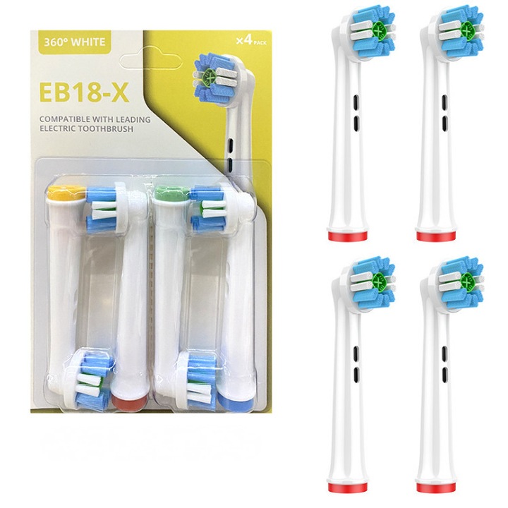 Set de 4 capete de periuta de dinti, compatibile cu Oral-B, bristles de calitate, multicolor