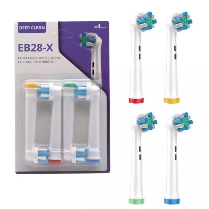 Set de 4 capete de periuta de dinti, compatibile cu Oral-B, perii de calitate, multicolor