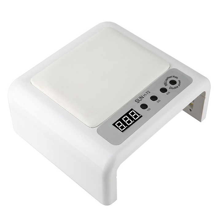 Lampa UV LED pentru unghii Sun 288W, design pliabil, suport pentru brat, 72 LED-uri, alb