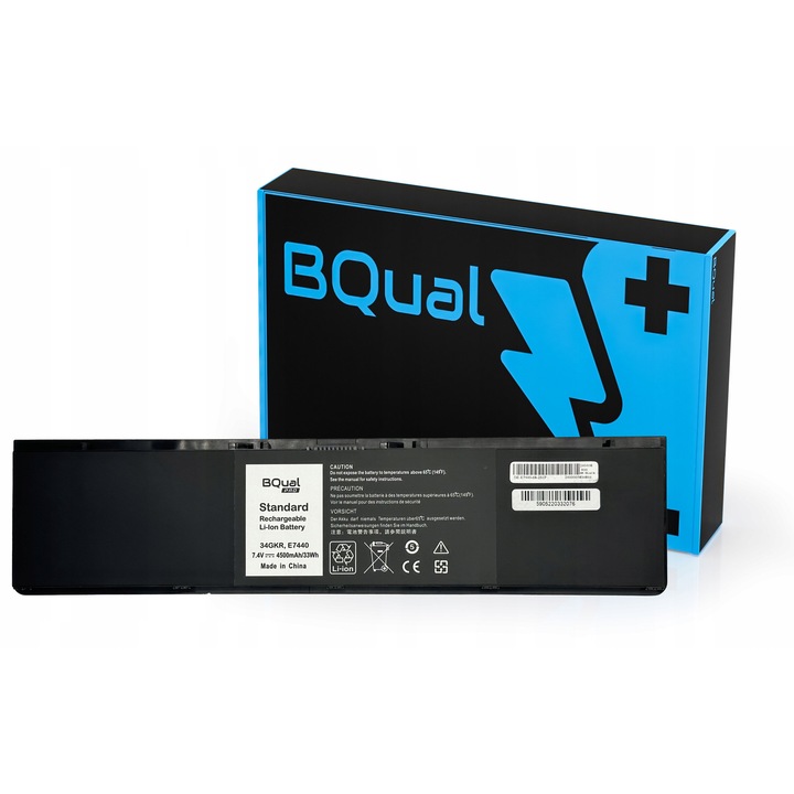 Laptop akkumulátor/akkumulátor BQual PRO BA40 34GKR 3RNFD, 4500mAh (33Wh), 7.4V lítium-polimer, kompatibilis Dell Latitude E7440/E7450, fekete