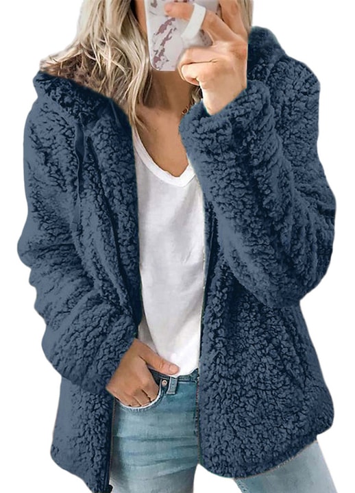 fleece cu gluga, Albastru