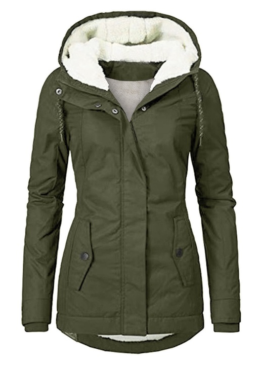 Jacheta de iarna pentru dama, impermeabila, captusita cu fleece, verde