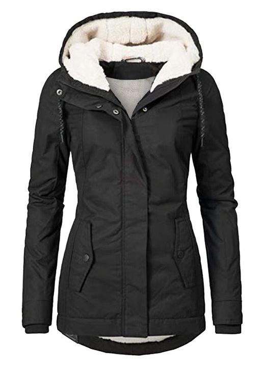 Jacheta de dama, impermeabila, captusita, neagra, bumbac