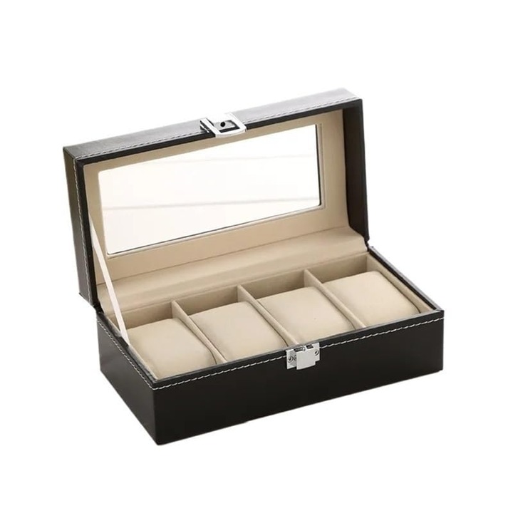 Cutie pentru ceasuri unisex, portabila, multifunctionala, captusita, pentru bijuterii, cadou pentru cei dragi