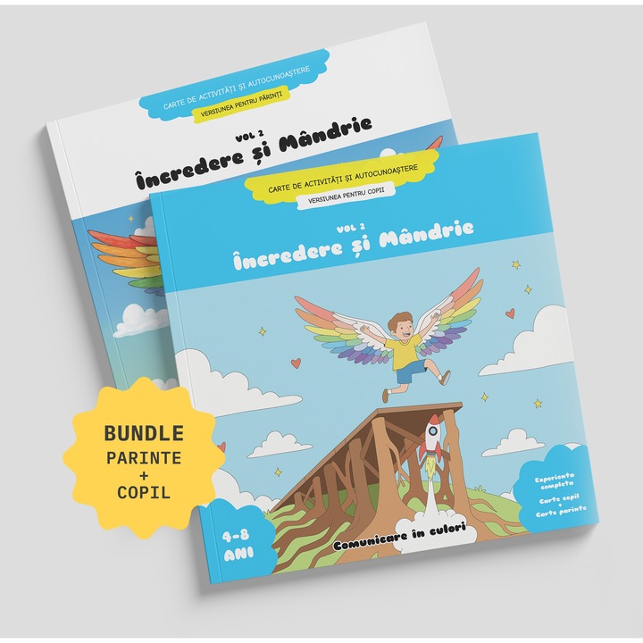 Set Carti Activitati Auto-Descoperire, 2 Volume, Incredere si Mandrie, 4-8 Ani, 96 Pagini, 22x22cm, 40 Ilustratii