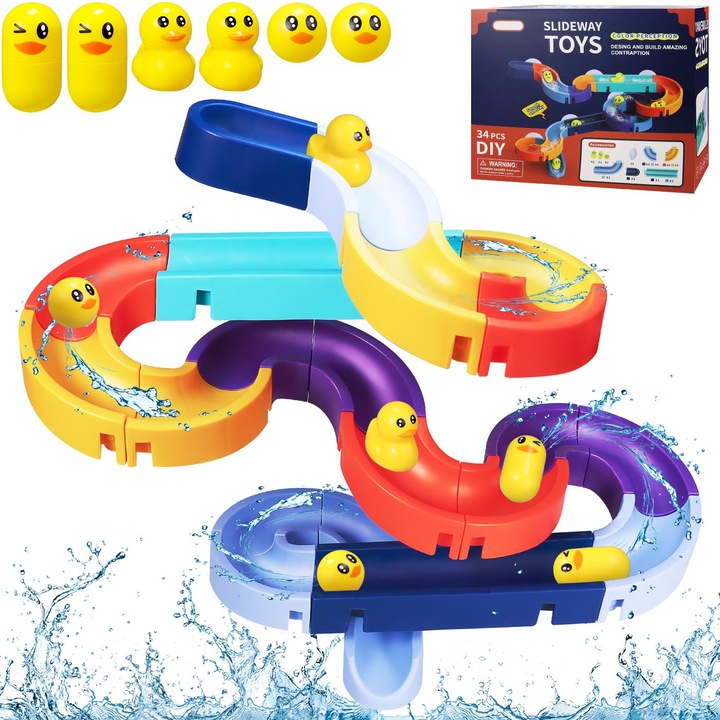 34 részes fürdőjáték szett - Golyópálya tapadókorongokkal Szórakoztató ajándék gyerekeknek 3-6 éves korig