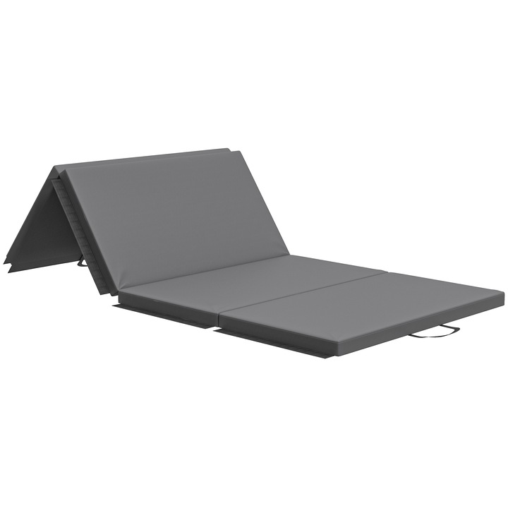 HOMCOM Covoras de gimnastica pliabil, Saltea de fitness groasa de 5 cm si antiderapanta, 180x80x5 cm, Gri