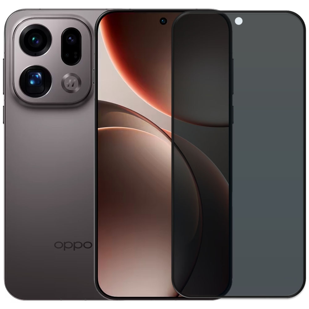 Folie din sticla securizata pentru Oppo Find X9 Pro, HAMSTERBOX Privacy Shield, Protectie completa ecran, Full face, Aplicare rapida, Case Friendly, Negru