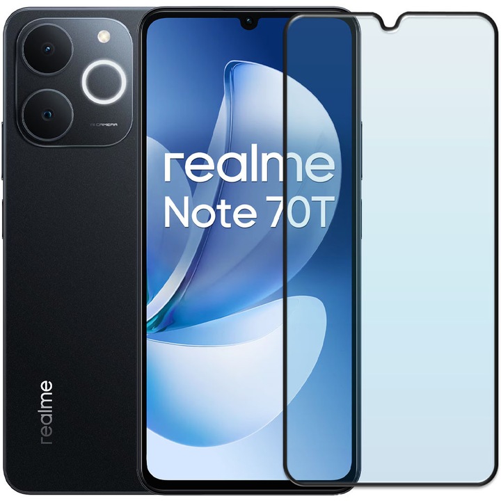 Folie din sticla securizata pentru Realme Note 70T, HAMSTERBOX Glass Shield, Protectie completa ecran, Full face, Aplicare rapida, Case Friendly, Transparenta