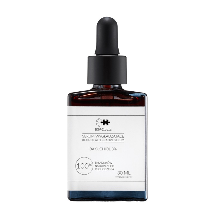 Serum pentru fata Skorologia Bakuchiol 3%, 30 ml, alternativa pentru retinol, cu astaxantina, fotostabil, pentru piele sensibila