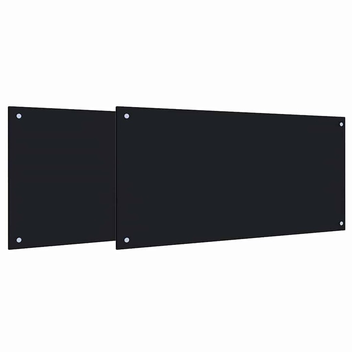 vidaXL Konyhai splashback 2 pcs Fekete 100 x 50 cm edzett üveg 3415441