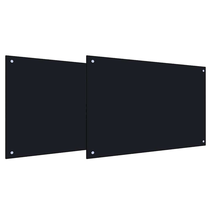 vidaXL Konyhai splashback 2 pcs Fekete 90 x 50 cm edzett üveg 3415438
