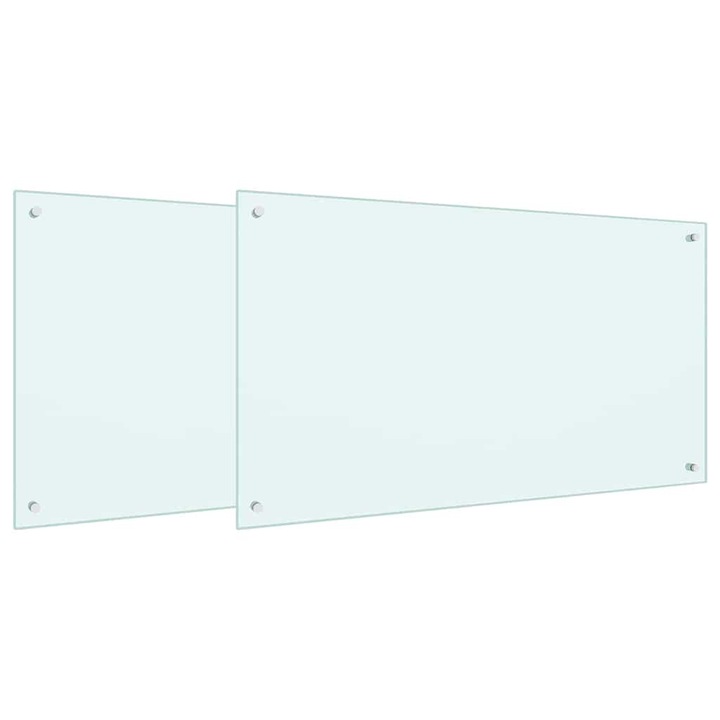 vidaXL Konyhai splashback 2 pcs Fehér 100 x 60 cm edzett üveg 3415424