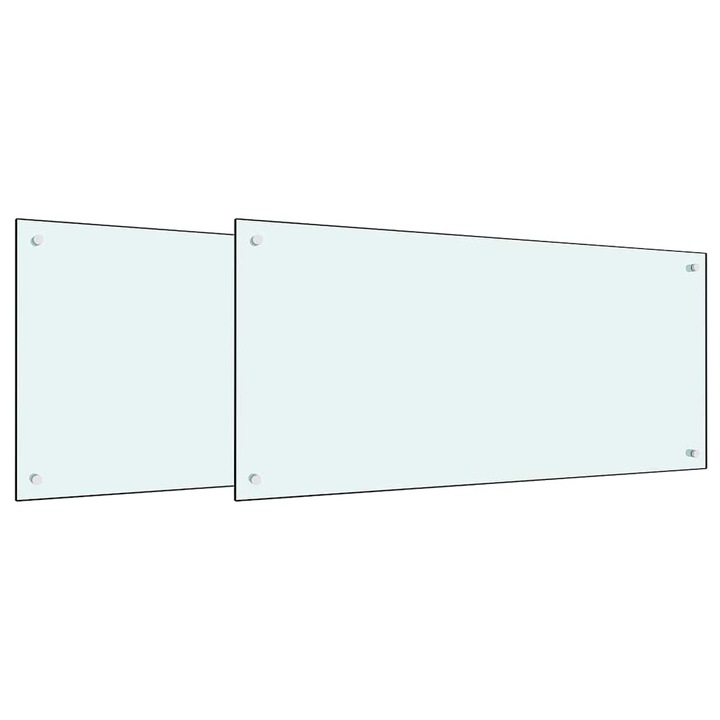 vidaXL Konyhai splashback 2 pcs Fehér 100 x 50 cm edzett üveg 3415423