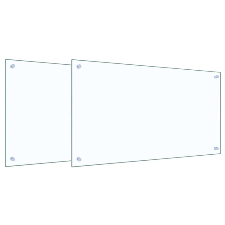 vidaXL Konyhai splashback 2 pcs Átlátszó 90 x 50 cm edzett üveg 3415429