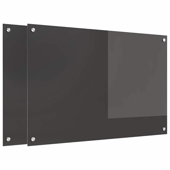 vidaXL Konyhai splashback 2 pcs Sötétszürke 90 x 60 cm edzett üveg 3415466