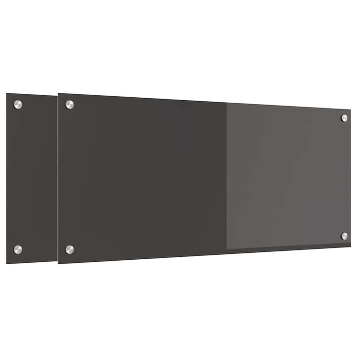 vidaXL Konyhai splashback 2 pcs Sötétszürke 90 x 40 cm edzett üveg 3415464