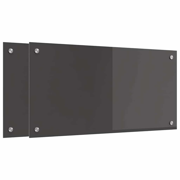 vidaXL Konyhai splashback 2 pcs Sötétszürke 80 x 40 cm edzett üveg 3415461