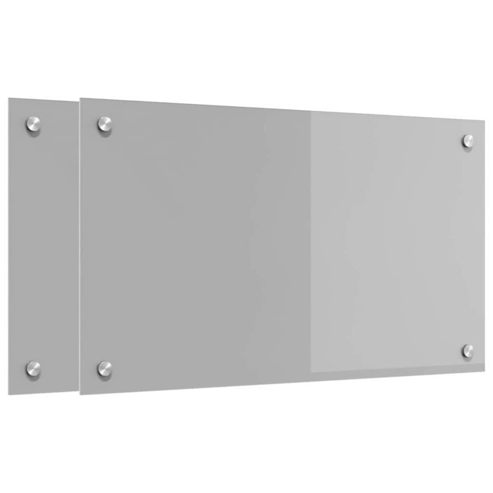 vidaXL Konyhai splashback 2 pcs Világosszürke 70 x 40 cm edzett üveg 3415446