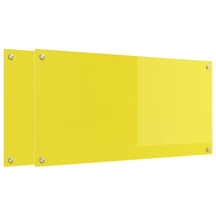 vidaXL Konyhai splashback 2 pcs Sárga 100 x 50 cm edzett üveg 3415480