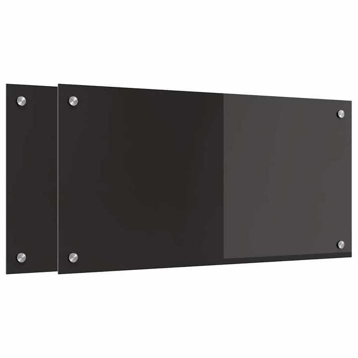 vidaXL Konyhai splashback 2 pcs Fekete 80 x 40 cm edzett üveg 3415545